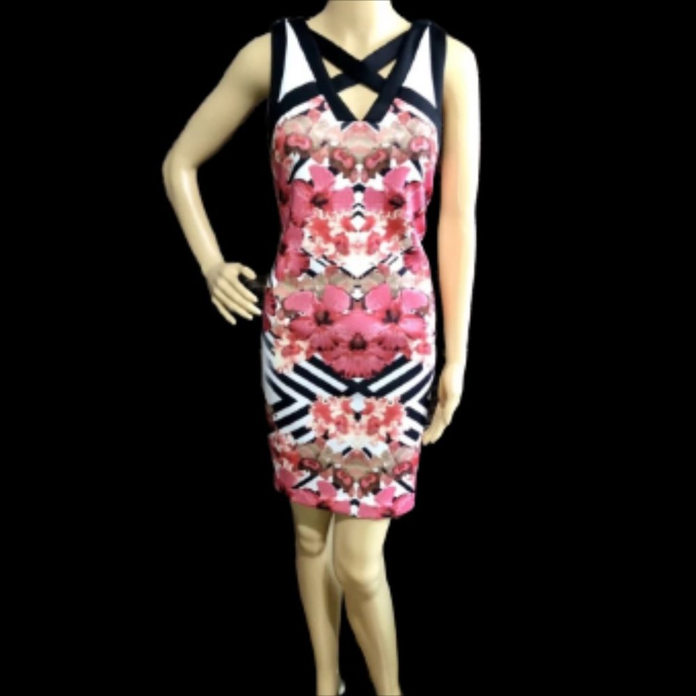 Thalia Sodi Cut out scuba sheath Sleeveless dresss